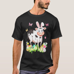 Camiseta Coelho Vaca Feliz Dia de Páscoa Caça ao Ovo Adoráv