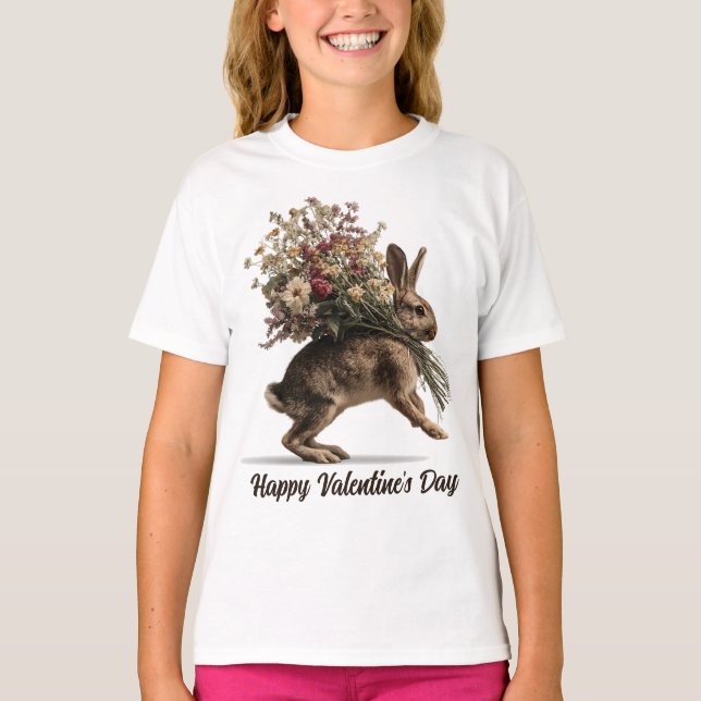 Camiseta Coelho Vintage Com Flores Silvestres (Frente)