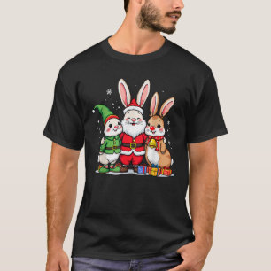Camiseta Coelhos de Natal Fofos em Fantasias de Elfo do Pap