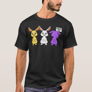 Camiseta Coelhos do Orgulho Não Binário Saltam para o Não B