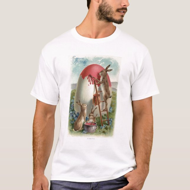Camiseta Coelhos que pintam um ovo (Frente)