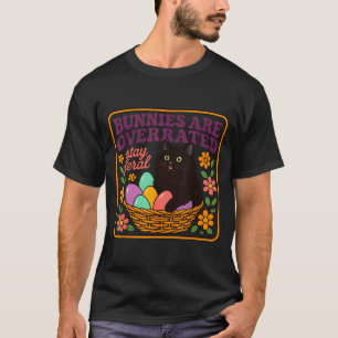 Camiseta Coelhos são superestimados páscoa gato feral homen