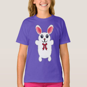Camiseta Coelhozinho Branco Fofinho com Laço Vermelho - Chr