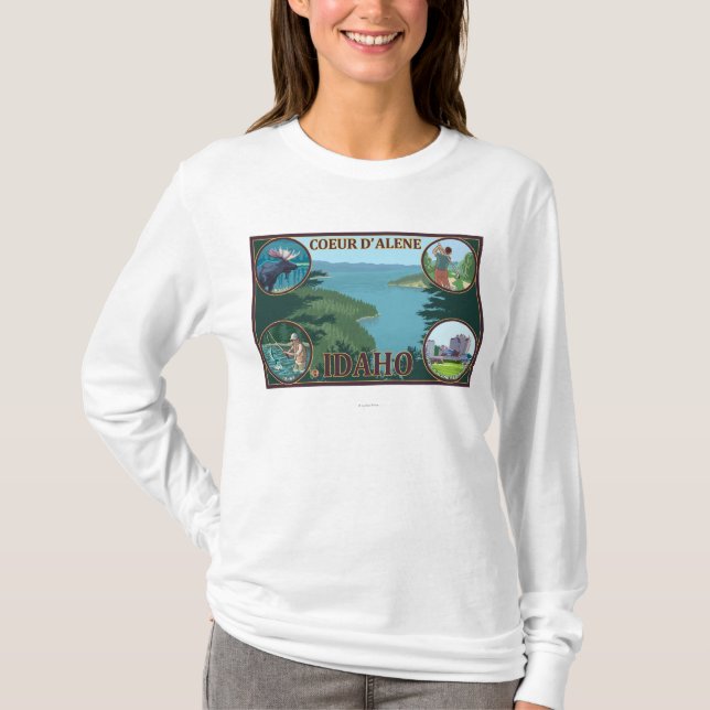 Camiseta Coeur D'Alene, poster de viagens de IdahoScenic (Frente)
