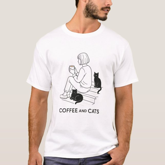 Camiseta Coffee and Cats (Frente)
