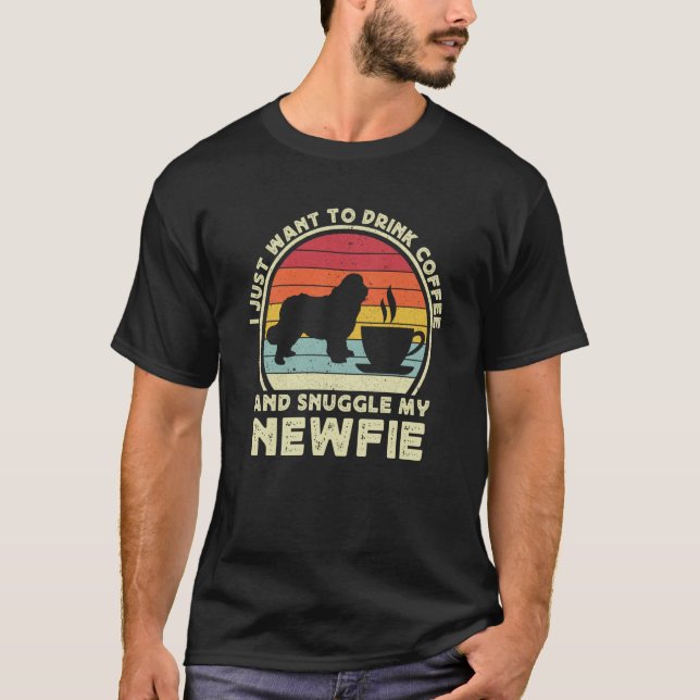 Camiseta Coffee And Newfie For Men Women Newfoundland Dog D (Frente)