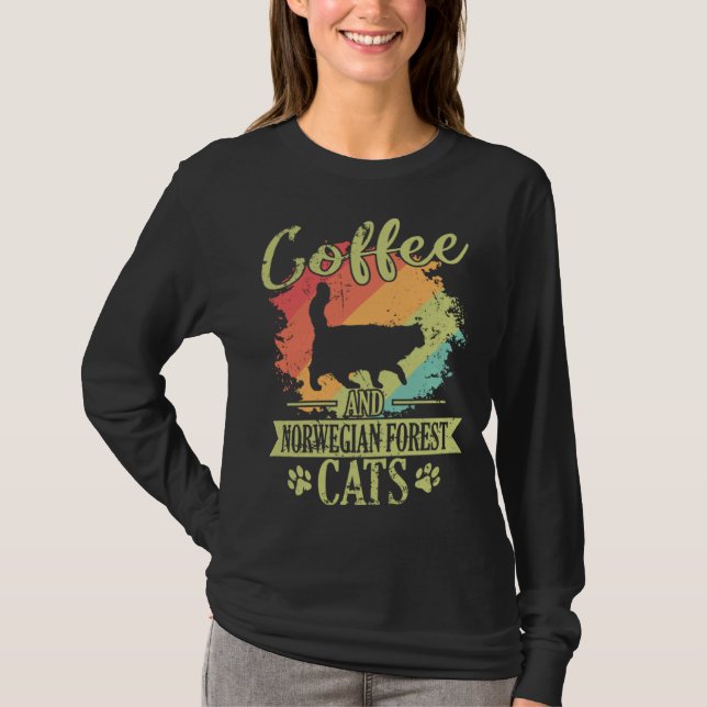Camiseta Coffee and Norwegian Forest Cat (Frente)