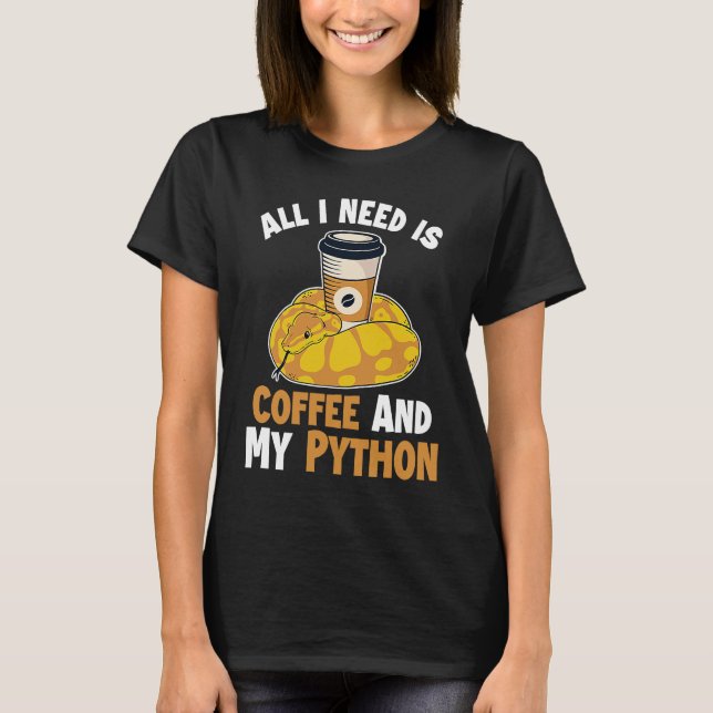Camiseta Coffee and Python Snake  Pythonidae Banana Ball Py (Frente)