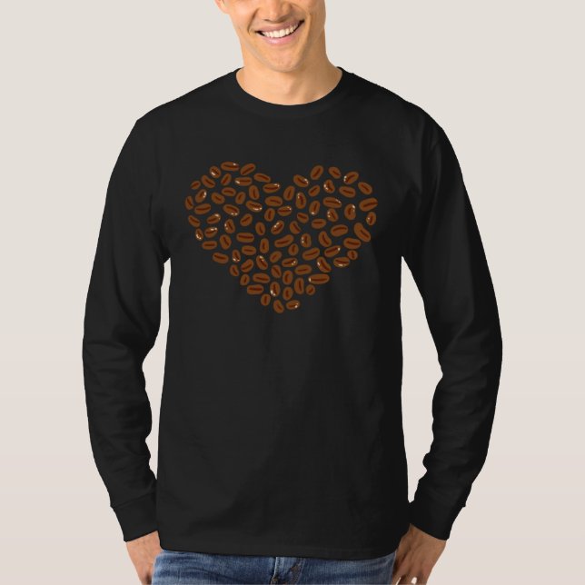 Camiseta Coffee Beans Heart Caffeine drink cup (Frente)