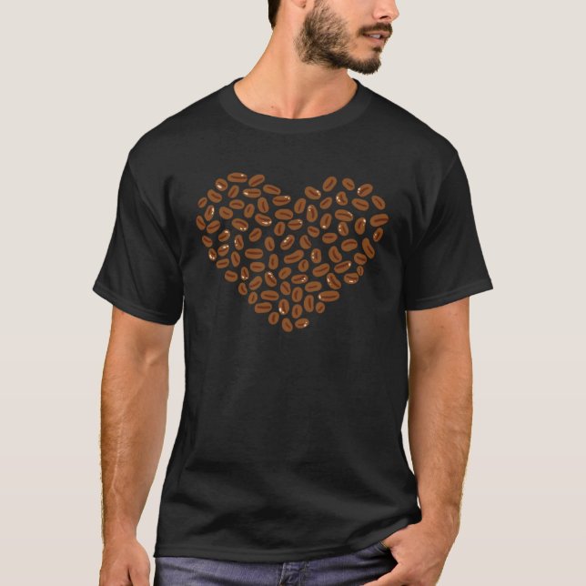 Camiseta Coffee Beans Heart Caffeine drink cup (Frente)