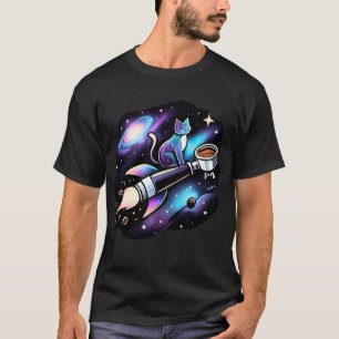 Camiseta Coffee Cat in Space - Gato Bari da Galáxi