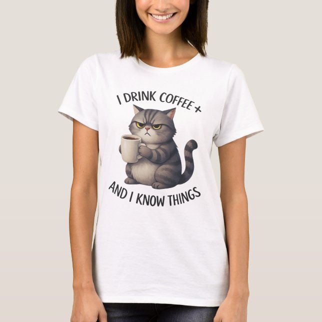 Camiseta Coffee Cat Wisdom (Frente)
