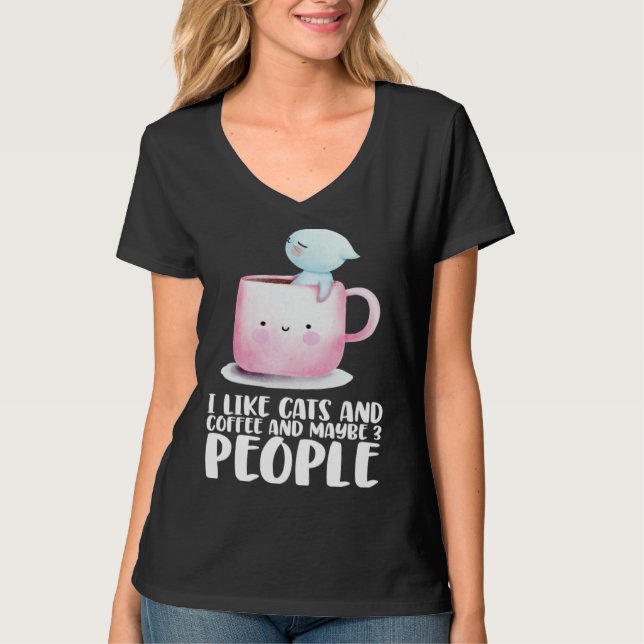 Camiseta Coffee Cats  Coffee Cat  Cat Coffee (Frente)