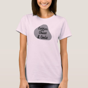 Camiseta Coffee, Chaos & Curls mulheres