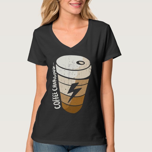 Camiseta Coffee Charging Mug Cute Coffee Or Tea Or Me  Cat (Frente)