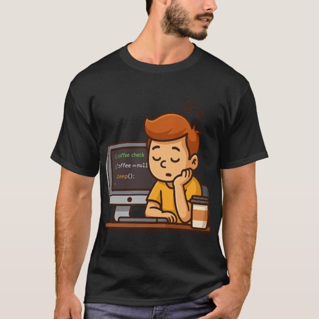 Camiseta Coffee Check – Funny Programmer T-Shirt (Frente)