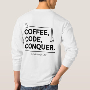 Camiseta Coffee Code conquiste a vida do desenvolvedor