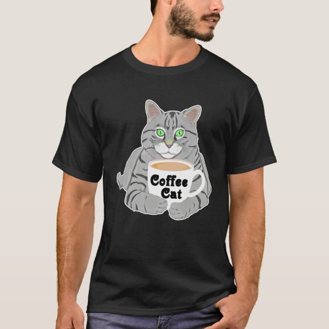 Camiseta Coffee  Coffee Cat Coffee Drinkers Cute Cat (Frente)
