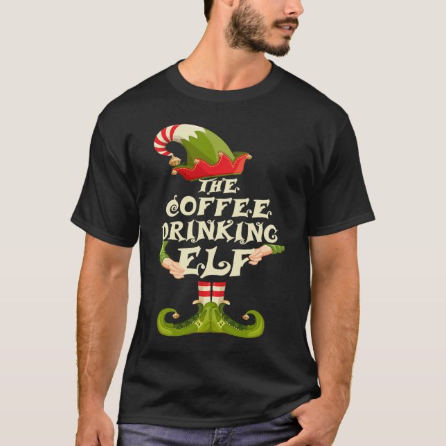 Camiseta Coffee Drinking Elf Matching Family Group Christma (Frente)