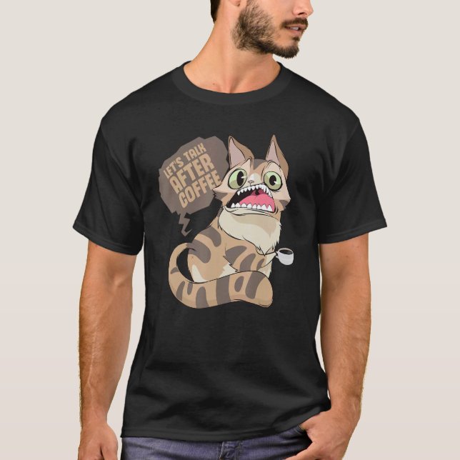Camiseta Coffee Drinking Lazy Ignorant Cat (Frente)