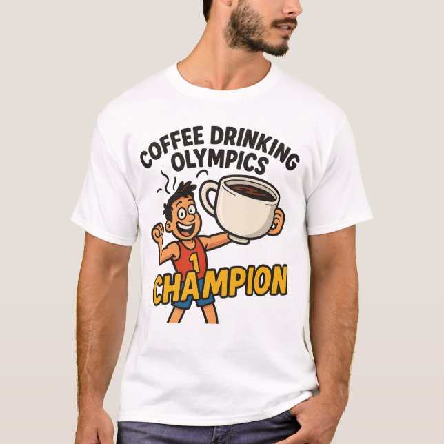 Camiseta Coffee Drinking Olympics T-Shirt - Caffeine  (Frente)