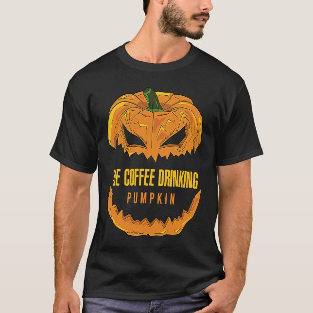 Camiseta Coffee Drinking Pumpkin Matching Family Group Hall (Frente)