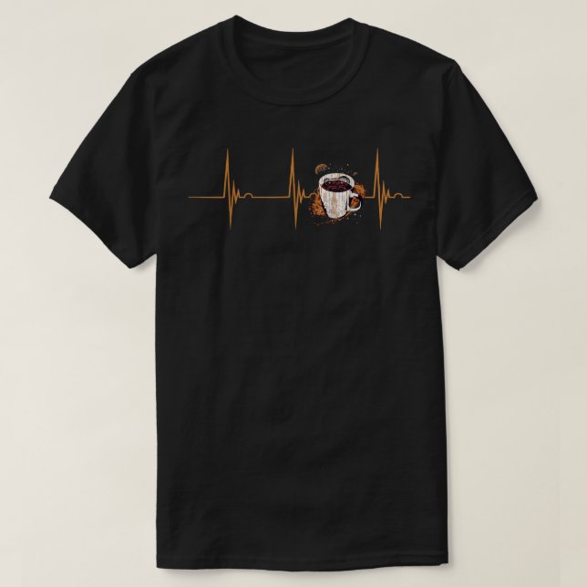 Camiseta Coffee Espresso Heartbeat EKG Pulse Universe Coffe (Frente do Design)