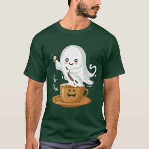 Camiseta Coffee Ghost – Espírito Kawaii Café Fofo