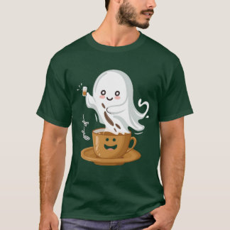 Camiseta Coffee Ghost – Espírito Kawaii Café Fofo