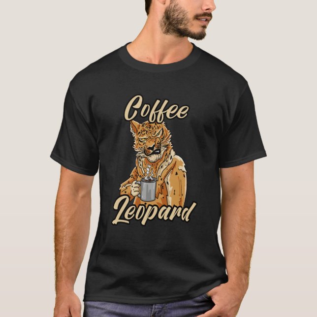 Camiseta Coffee Leopard Grumpy Morning Barista Cat Cafe (Frente)