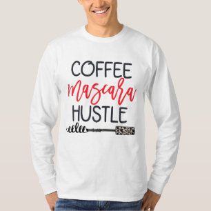 Camiseta Coffee Mascara Hustle Leopard Cute Makeup Coffee