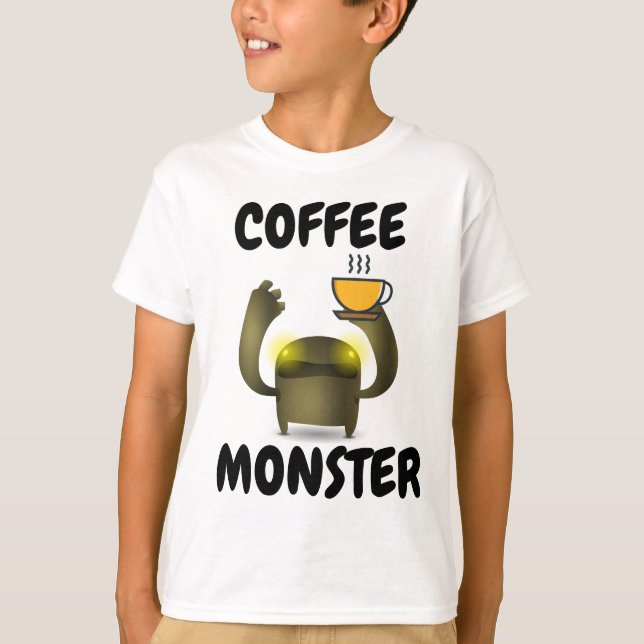Camiseta COFFEE MONSTER Funny Kids T-shirts (Frente)