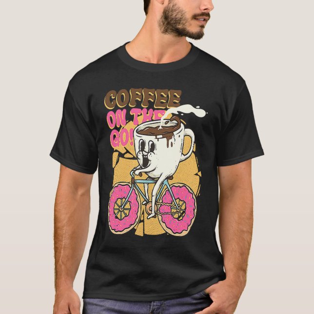Camiseta Coffee on the Go Surreal Pun Caffeine Coffee Lover (Frente)