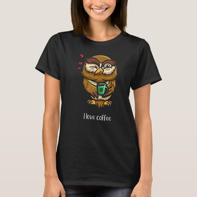 Camiseta Coffee Owl Animal Caffeine Drinker Noctur (Frente)