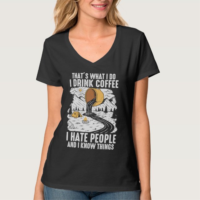 Camiseta Coffee  People Graphic Cool Sayings Plus Size (Frente)