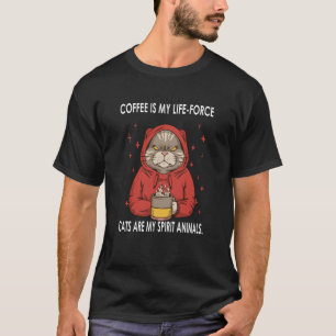 Camiseta Coffee Quote Gatos são meus Animais Espirituosos 2