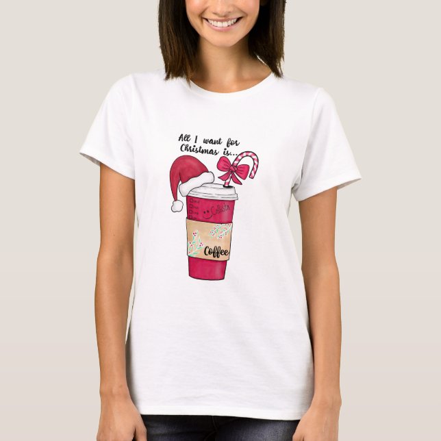 Camiseta Coffee Red Hat Coffee Candy Cane Natal (Frente)