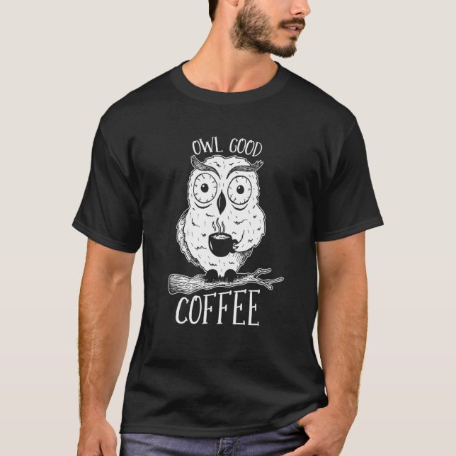 Camiseta Coffee Roasting Roaster Cafe  Barista Coffee Owl (Frente)