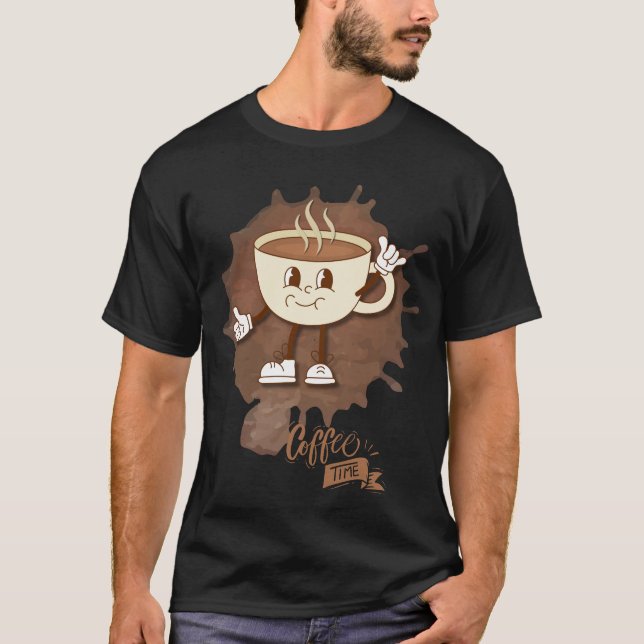 Camiseta Coffee Time – Cute Smiling Cup with  Steam (Frente)