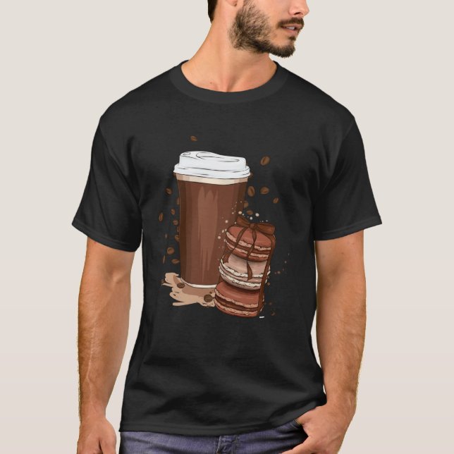 Camiseta Coffee Tumbler And Macaroon Cake Aesthetics ON BAC (Frente)