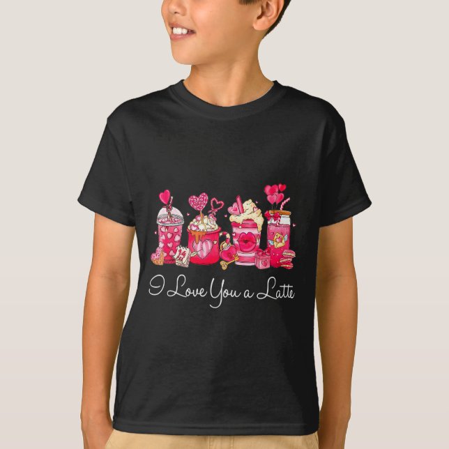 Camiseta Coffee Valentine Shirt I Love You A Latte  (Frente)