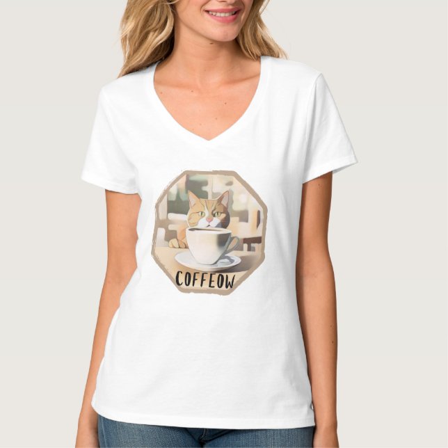 Camiseta Coffeow Ocupado Gato Bonito (Frente)