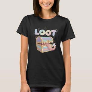 Camiseta Cofre Mimético Encantador "Pilhas" Arte de Jogo Pa