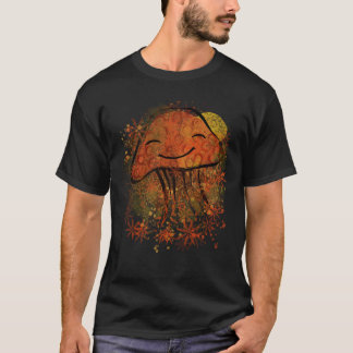 Camiseta Cogumelo artístico alaranjado feliz