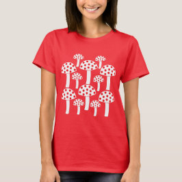 Camiseta Cogumelo Branco Vermelho