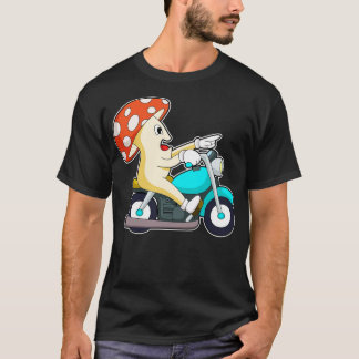 Camiseta Cogumelo como Biker com Motocicleta