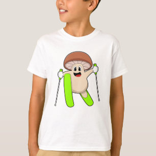 Camiseta Cogumelo como esquiador com esqui