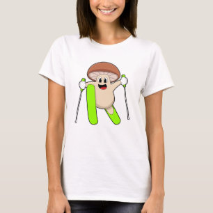 Camiseta Cogumelo como esquiador com esqui