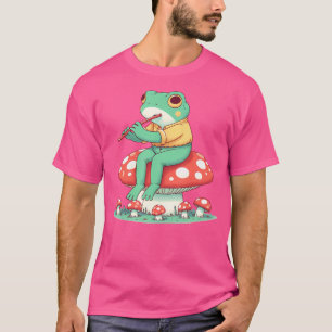 Camiseta Cogumelo de Sapo Bonito Tocando Flauta