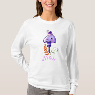 Camiseta cogumelo-do-campo e caracol